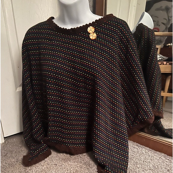 Vintage Hand Crocheted Poncho - Picture 2 of 5